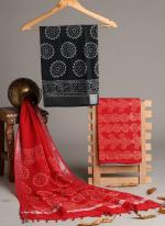 Linen Cotton Black Casual Wear Printed Salwar Suit